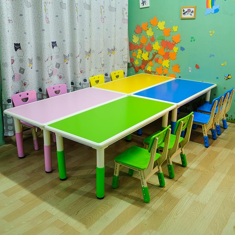 Kindergarten children's table and chair set primary school student writing table household economical plastic table graffiti table can be lifted