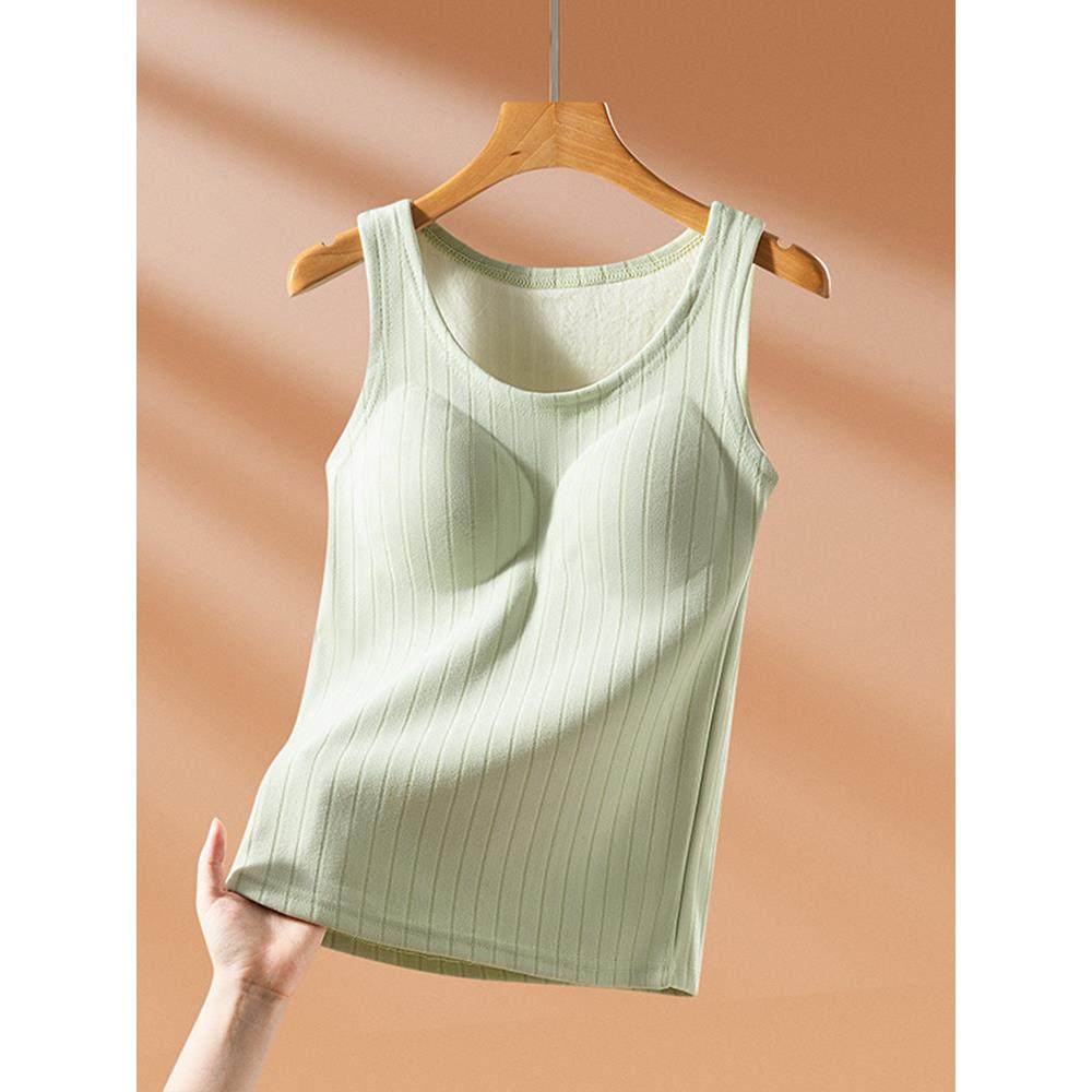 带胸垫加厚保暖背心女冬季德绒防寒打底衫内搭加绒圆领吊带上衣,淘宝优惠券,粉丝福利购,淘宝优惠卷