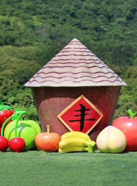 彷真水果玻璃纤维雕塑蔬菜摆件柿子橙子户外田园农场农产品丰收装
