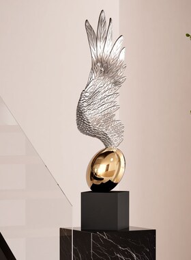 艺术天使之翼摆件酒店大堂落地装饰品楼梯角空间售楼处样板房壁龛