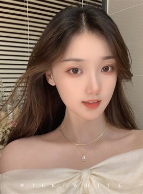 北海道恋人轻奢高级感方块锆石项链小众温柔双层锁骨链颈链