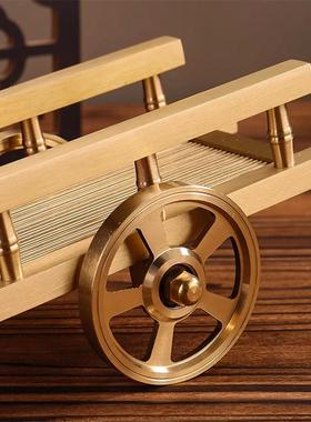 全铜手推车满载而归板车居室玄关办公室摆件五谷丰登创意铜工艺品