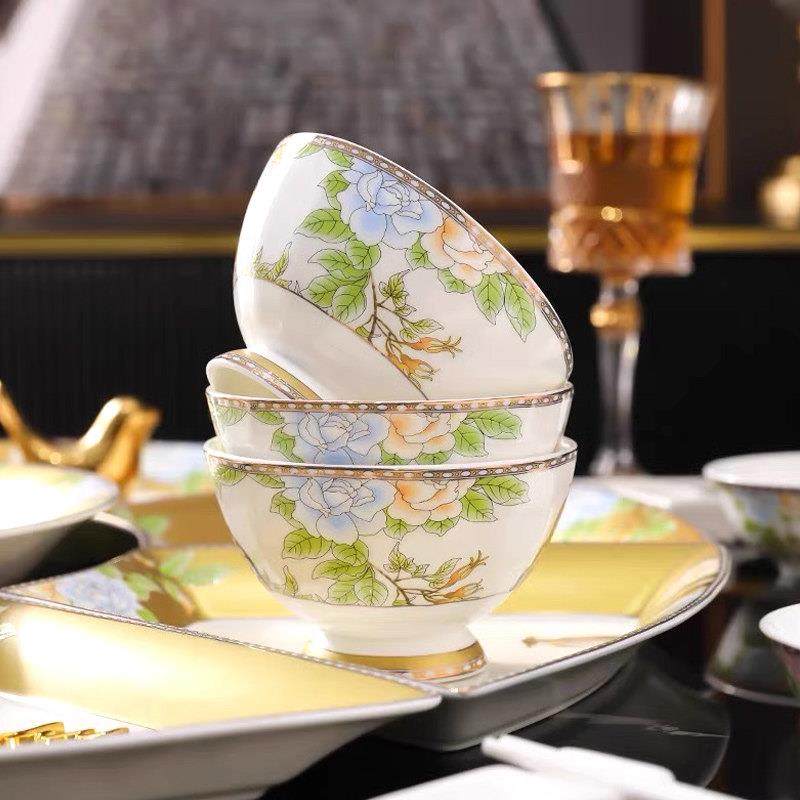 景德镇高级感2025新款陶瓷餐具米饭碗碗碟套装家用骨瓷乔迁新婚礼,淘宝优惠券,粉丝福利购,淘宝优惠卷