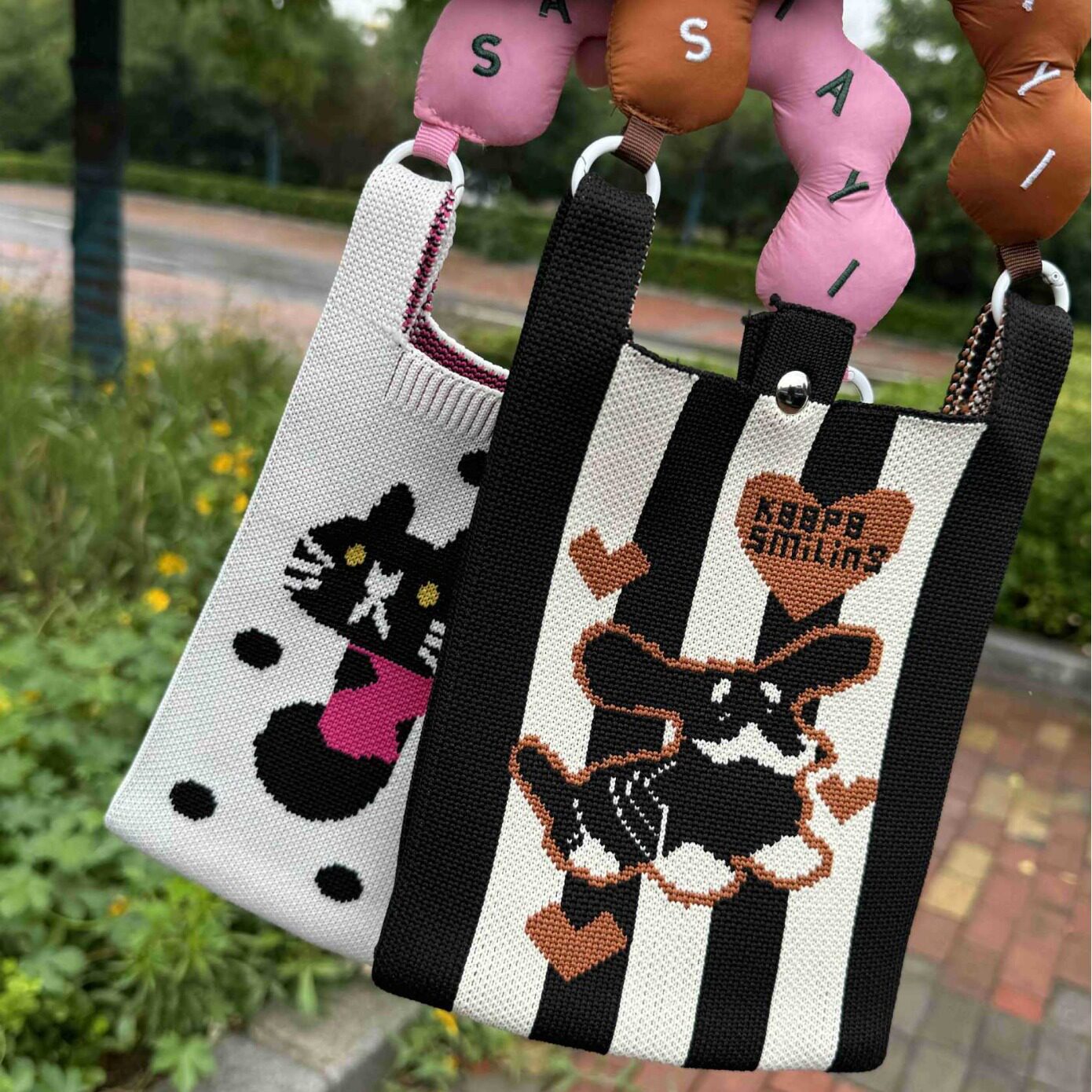 新款日韩版可爱针织手机包上班外出杂物斜挎零钱钥匙单肩包手机袋