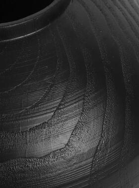 现代意式极简黑色木纹花器法式简约摆件茶室书房桌面家居树脂花瓶