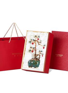 珐瑯彩聚宝盆发财树摆件招财聚财客厅办公室装饰品乔迁新居礼物