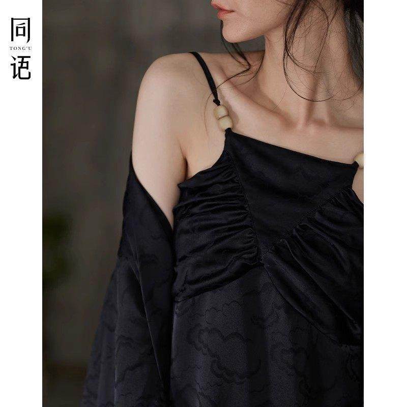 同语睡衣女睡裙春秋季冰丝睡袍长版秋天新中式晨袍两件式套装家居,淘宝优惠券,粉丝福利购,淘宝优惠卷