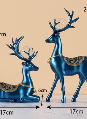 高档家现代奢招财鹿轻摆件居客厅电视柜柜装饰品酒桌面玄关摆件梅