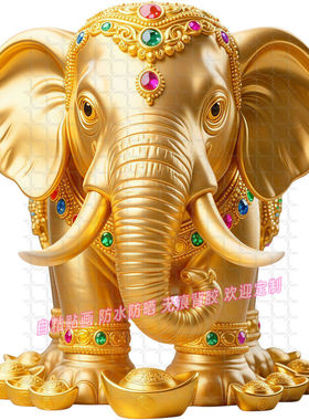 招财大象自粘贴画防水装饰玻璃门窗客厅吉祥吸财墙装饰自粘贴画