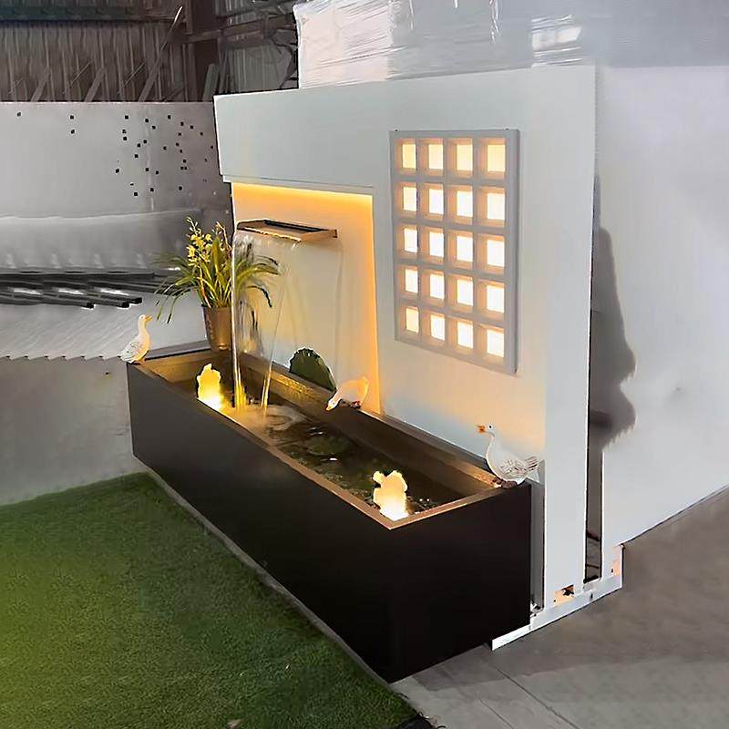 现代风不锈钢流水背景墙别墅园林户外影壁墙庭院流水景观墙,淘宝优惠券,粉丝福利购,淘宝优惠卷