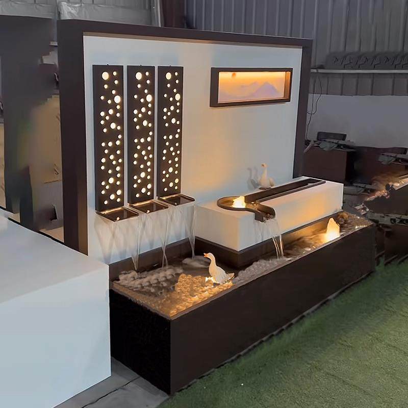 现代风不锈钢流水背景墙别墅园林户外影壁墙庭院流水景观墙,淘宝优惠券,粉丝福利购,淘宝优惠卷