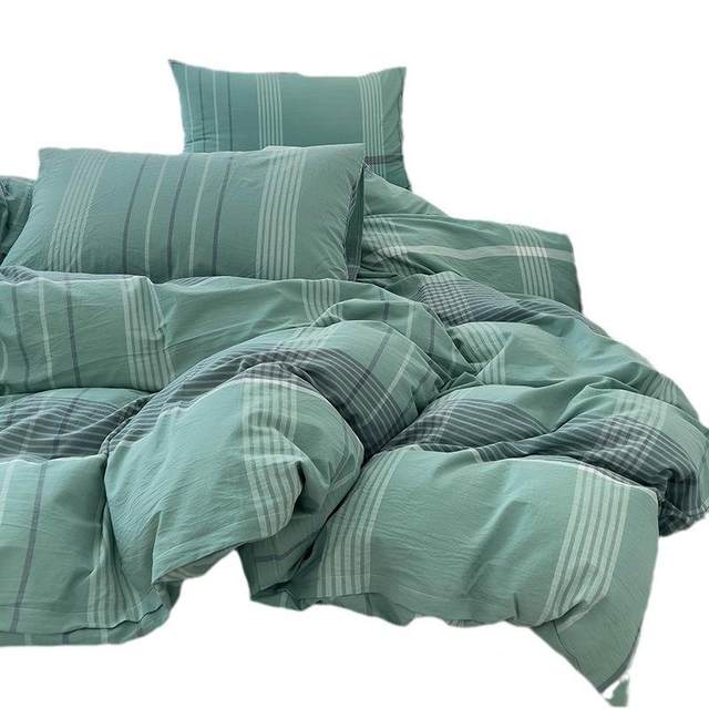 Cotton color 20240414 woven and wash pure cotton three and four pieces set for people with skin-friendly Class A can sleep naked in quilt cover bed sheets