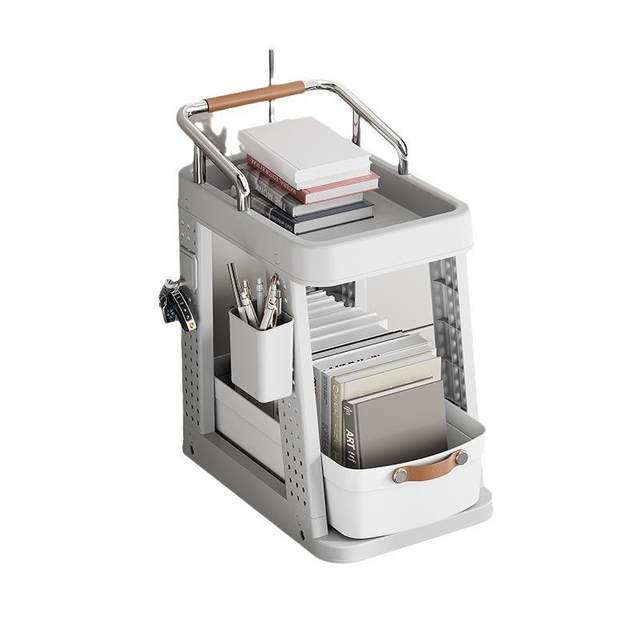 Multifunctional trolley movable living room kitchen organizer household school bag storage shelf book storage shelf
