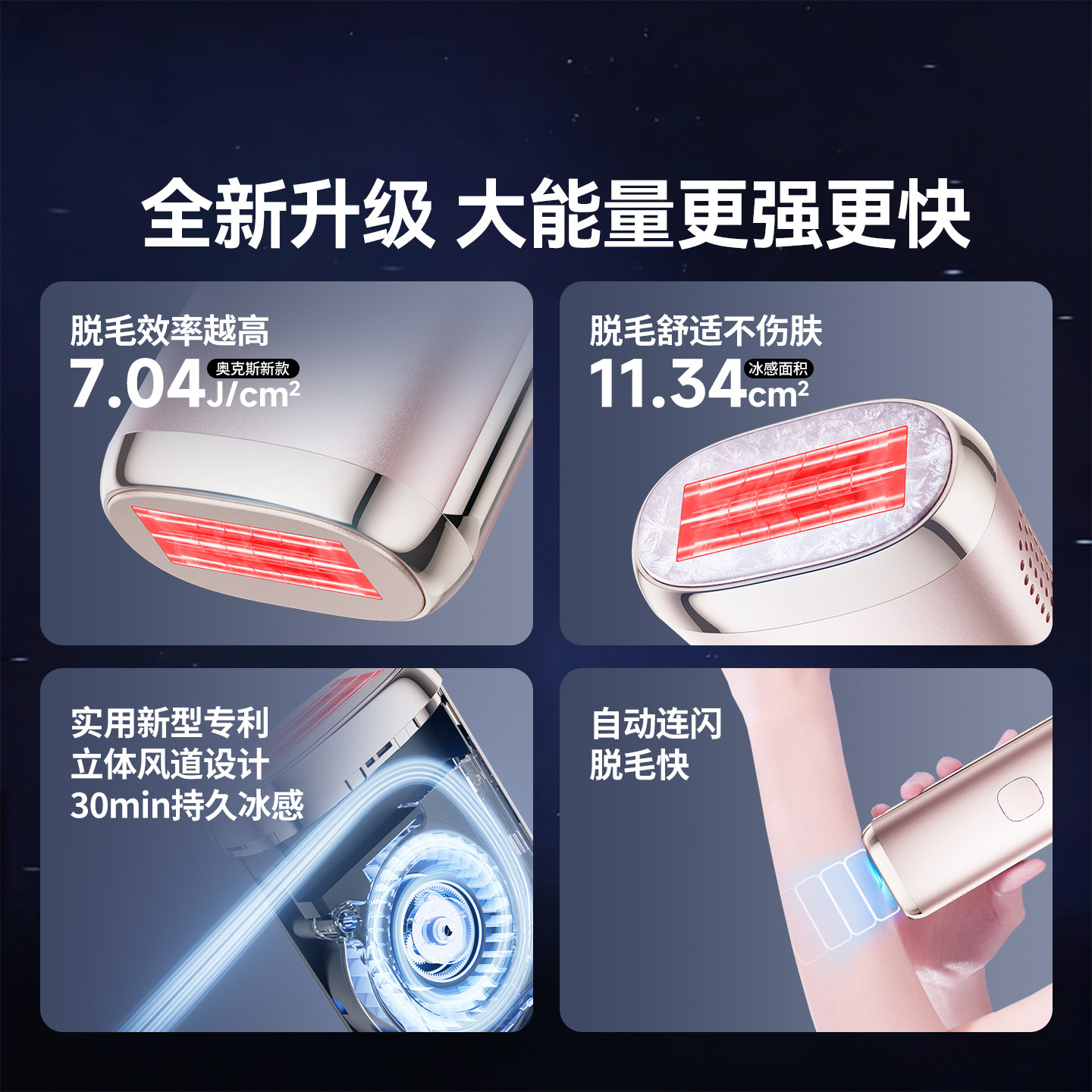 【男士专用】奥克斯冰点蓝宝石脱毛仪器家用全身无痛脱粗黑毛发,淘宝优惠券,粉丝福利购,淘宝优惠卷