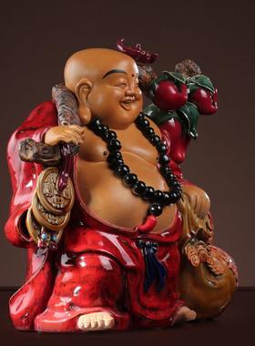 笑佛大肚弥勒财神爷布袋佛像陶瓷摆件家居客厅玄关办公室石湾公仔