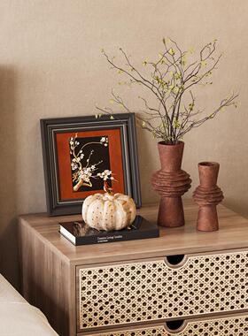 中古侘寂风卧室床头柜组合摆件客厅样板房玄关柜桌面小众软装饰品