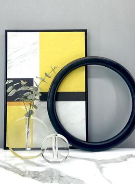 现代简约北欧极简创意几何圆圈摆件样板房售楼处软装饰品圆环摆设