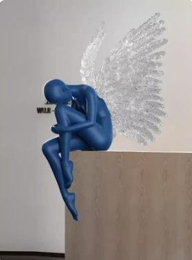 左顾现代创意雕塑摆件落地天使人物酒店大堂艺术品样板房客厅摆件