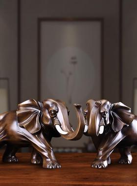 中式大象摆件家居客厅酒柜电视柜装饰品摆件树脂工艺品乔迁礼品