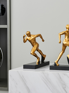 高级感抽象金色人物摆件轻奢家居客厅酒柜办公室装饰品样板房