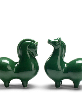 陶瓷唐马招财工艺品客厅玄关电视柜饰品办公桌茶宠马摆设