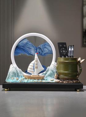 顺利航行流沙笔架装饰品客厅繁荣的房子办公室桌面装饰品工艺品礼