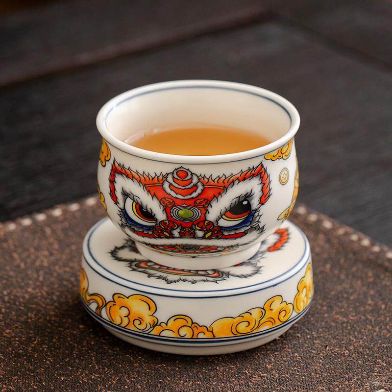 醒狮旋转漂移布袋盖碗茶杯礼盒套组年货国潮送礼春节非遗礼品定制,淘宝优惠券,粉丝福利购,淘宝优惠卷