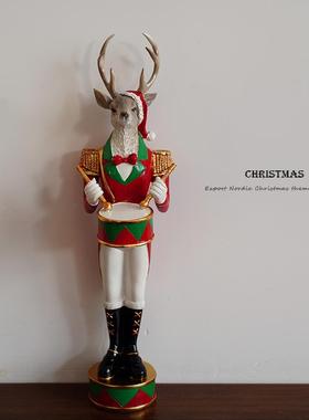 圣诞节合集 出口欧式圣诞鹿兵人打鼓造型陶瓷罐子 装饰摆件烛台