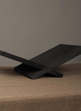 现代诧寂新中式碳化木杂志架书架样板间售楼处书房会所餐厅装饰品