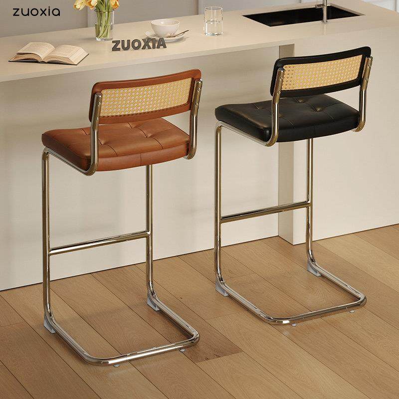 左下瓦西里吧椅北欧复古家用现代简约藤编吧台椅不锈钢靠背高脚椅,淘宝优惠券,粉丝福利购,淘宝优惠卷