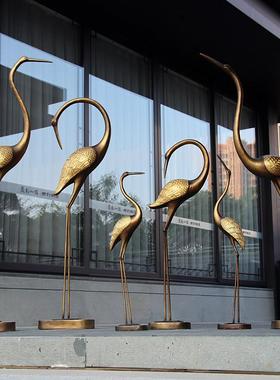 户外仿真仙鹤雕塑玻璃钢园林景观小品装饰水池庭院草坪落地大摆件