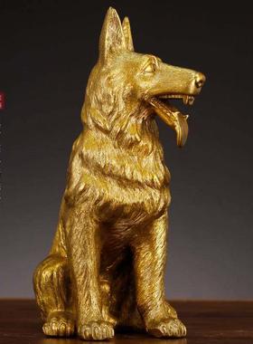 纯铜狼狗摆件招财十二生肖狗铜狗大狼狗仿真狗大号家居客厅装饰品