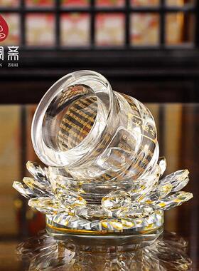 水晶玻璃家用供奉观音菩萨莲花圣水杯供佛杯供水杯佛具用品大全