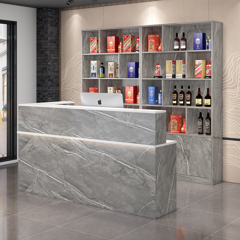 餐饮店吧台饭店收银台商用酒柜一体柜店铺收银桌柜台前台接待台 - 图1