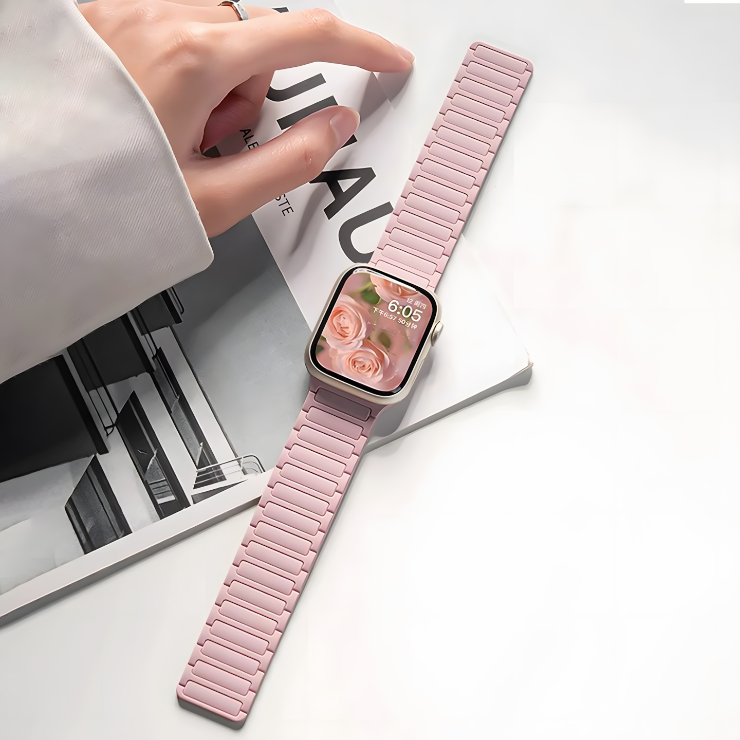 张婧仪同款适用苹果s10新款s9手表表带iwatch10腕带applewatch9磁吸s8硅胶S7精致质感SE女款高级感s6夏天夏季 - 图2