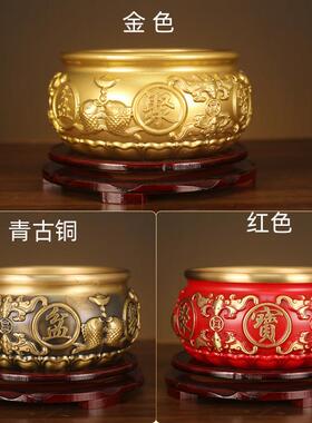 纯黄铜八福聚宝盆招财聚财摆件八方来财客厅玄关装饰店铺开业礼物