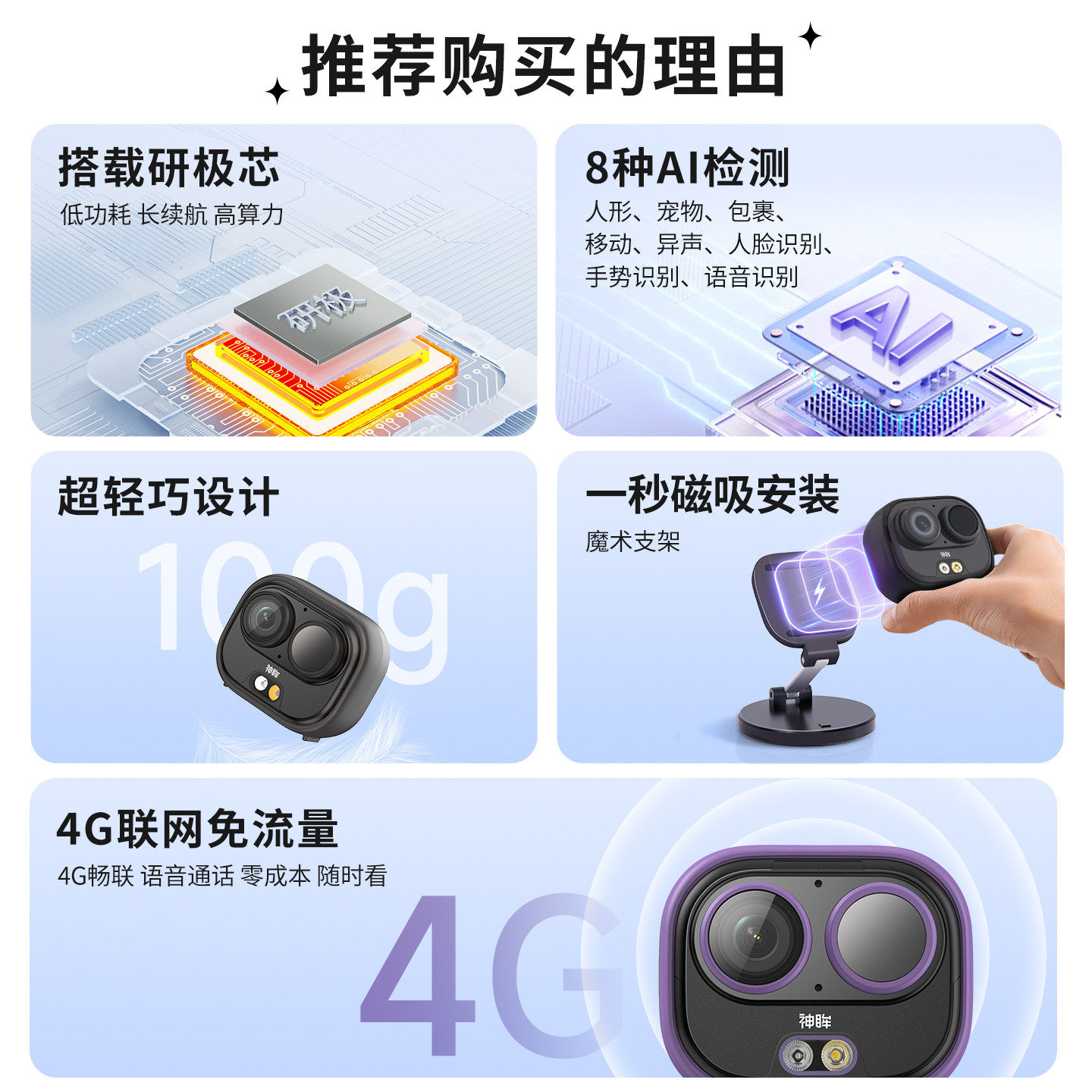 神眸BC6口袋监控摄像头免插电无线4G免流手机远程生活记录仪,淘宝优惠券,粉丝福利购,淘宝优惠卷