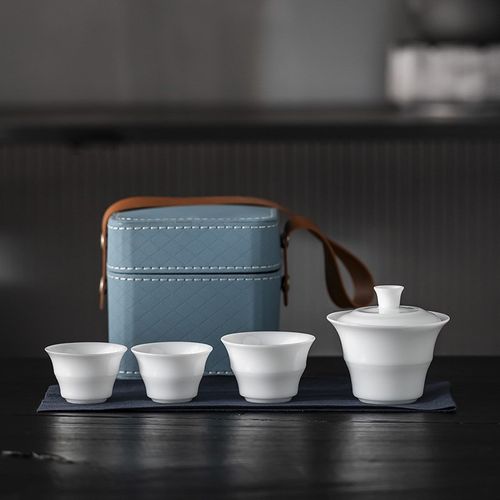德化冰种羊脂玉瓷套装便携茶具户外陶瓷旅行茶具快客杯可添.加log - 图3