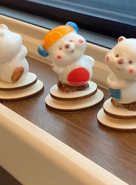 可爱桌面装饰品网红陶瓷小动物旋转摆件小露比