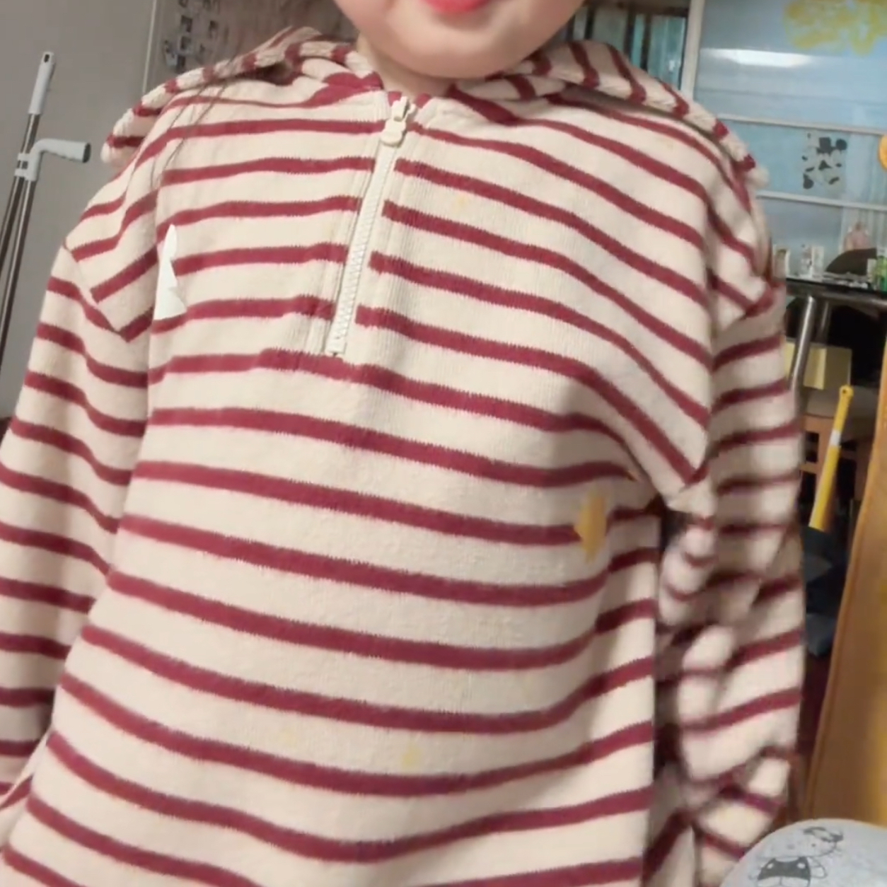 枣红色可爱套装秋季儿童卫衣男女童裤子洋气条纹海军领童装上衣 - 图1