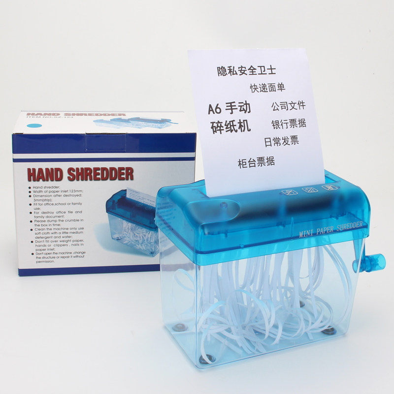 Portable mini home manual shredder A6 small office silent shredder hand-cranked paper shredder free shipping