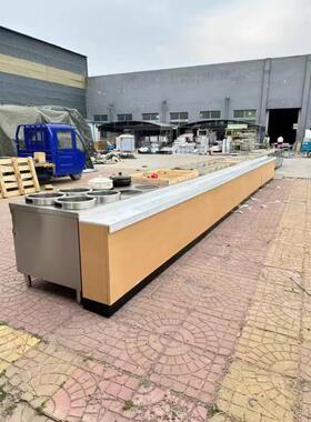 定制商用快餐保温台多格食堂打饭台超市玻璃罩带灯明档展示售卖台