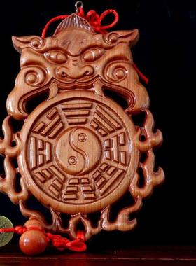 虎头桃木兽头八卦镜卫生间挂件化解厕所对大门卧室厨房门污口