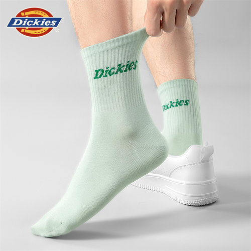 Dickies抗菌白色纯棉袜子男款中长筒袜运动男士防臭春夏女款加厚 - 图2