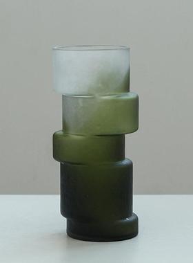 现代手工光渐变绿色节玻璃花瓶新中竹哑式客厅玄BX6-24-3关样板装
