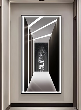 轻奢led灯入户玄关装饰画挂画走廊过道简约现代延伸空间几何壁画