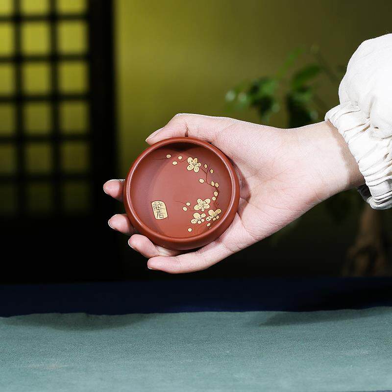宜兴紫砂主人杯原矿纯手工功夫茶品茗单杯刻绘梅花男女士茶盏茶碗 - 图0