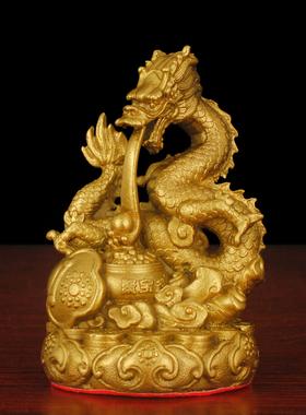 黄铜生肖如意龙饰品龙旅天下聚宝盆龙腾四季饰品风水用品吉祥物