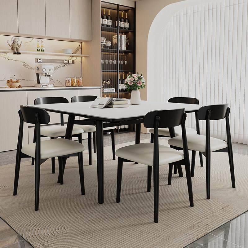 2025新款实木拉伸岩板餐桌椅简约小户型长方形可变方桌两用餐桌椅,淘宝优惠券,粉丝福利购,淘宝优惠卷