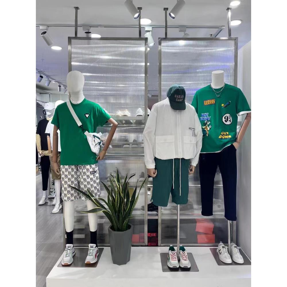 男装店高档模特道具展示架男半身橱窗人台假人偶全身包布人体模型 - 图0